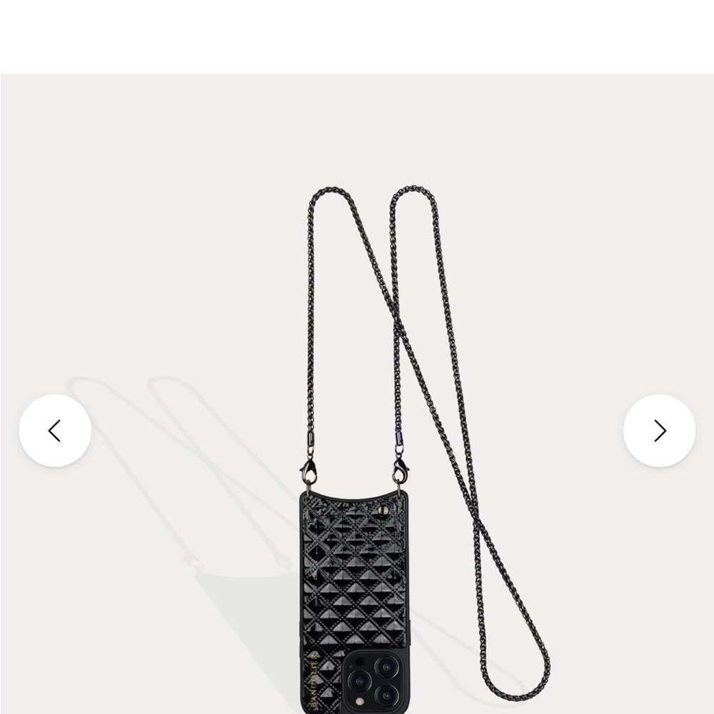 SHEILA
Crossbody Phone Case in Black Embossed/Pewter